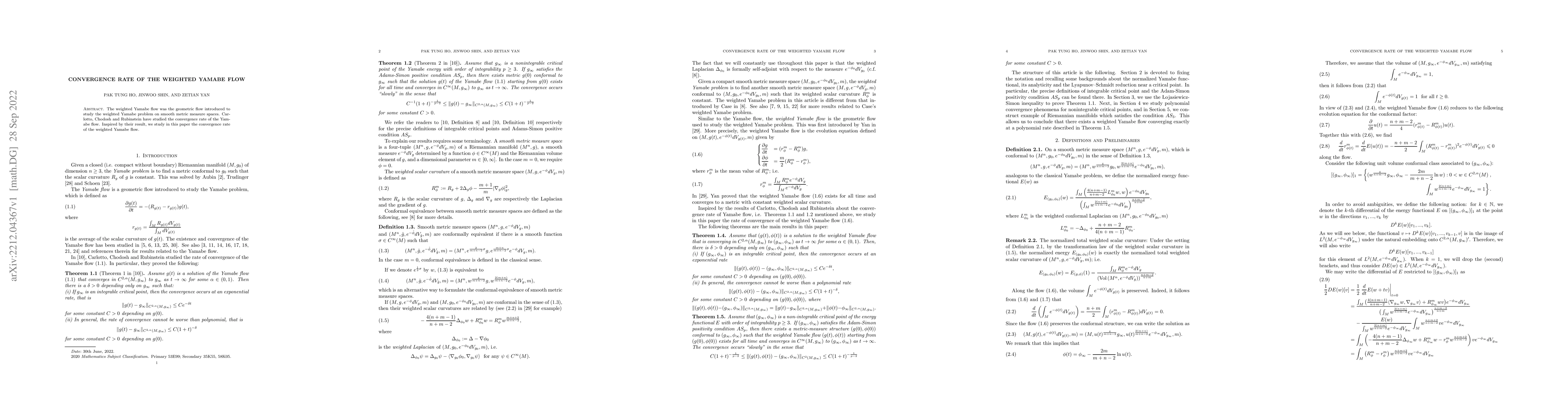 Thumbnail for Convergence rate of the weighted Yamabe flow