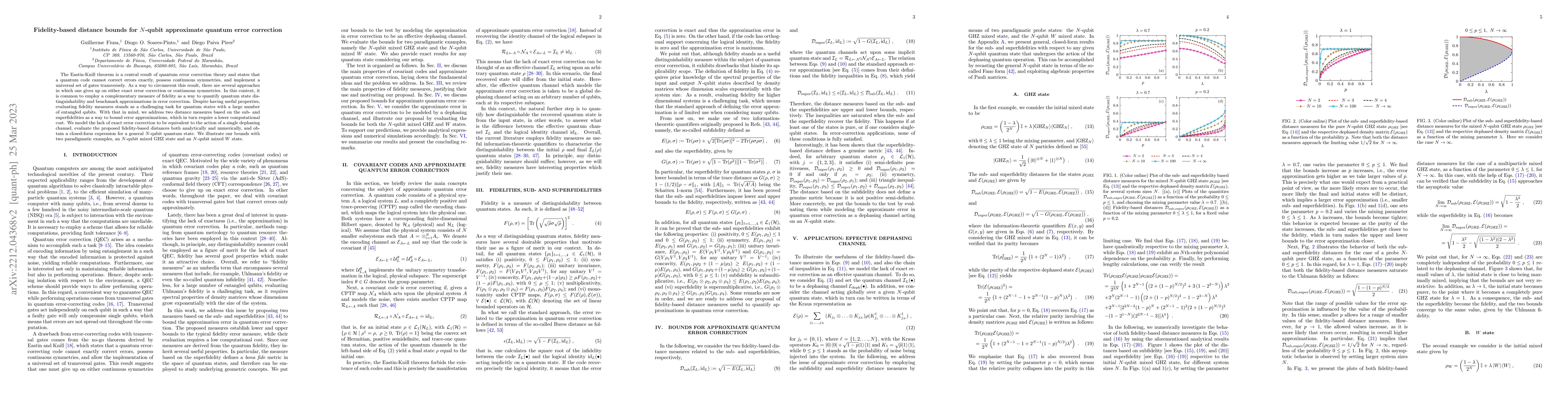 Thumbnail for Fidelity-based distance bounds for $N$-qubit approximate quantum error
  correction