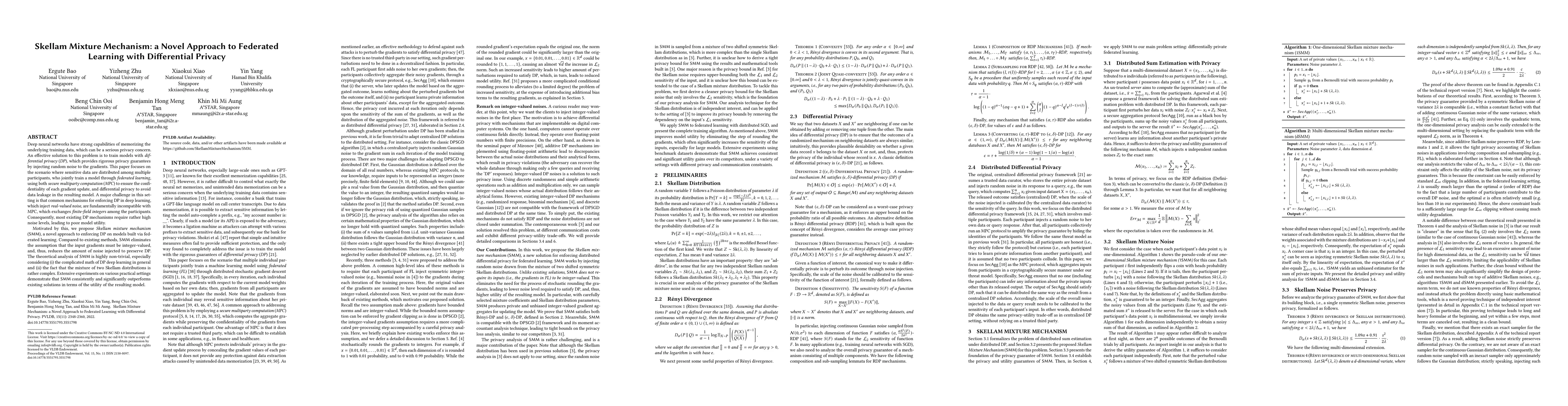 Thumbnail for Skellam Mixture Mechanism: a Novel Approach to Federated Learning with
  Differential Privacy