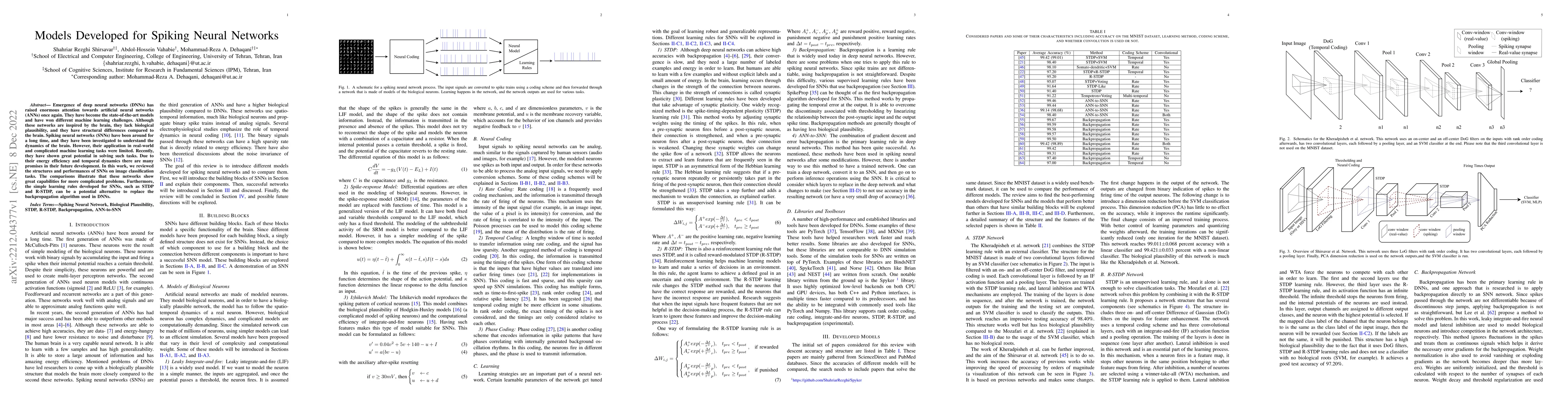 Thumbnail for Models Developed for Spiking Neural Networks