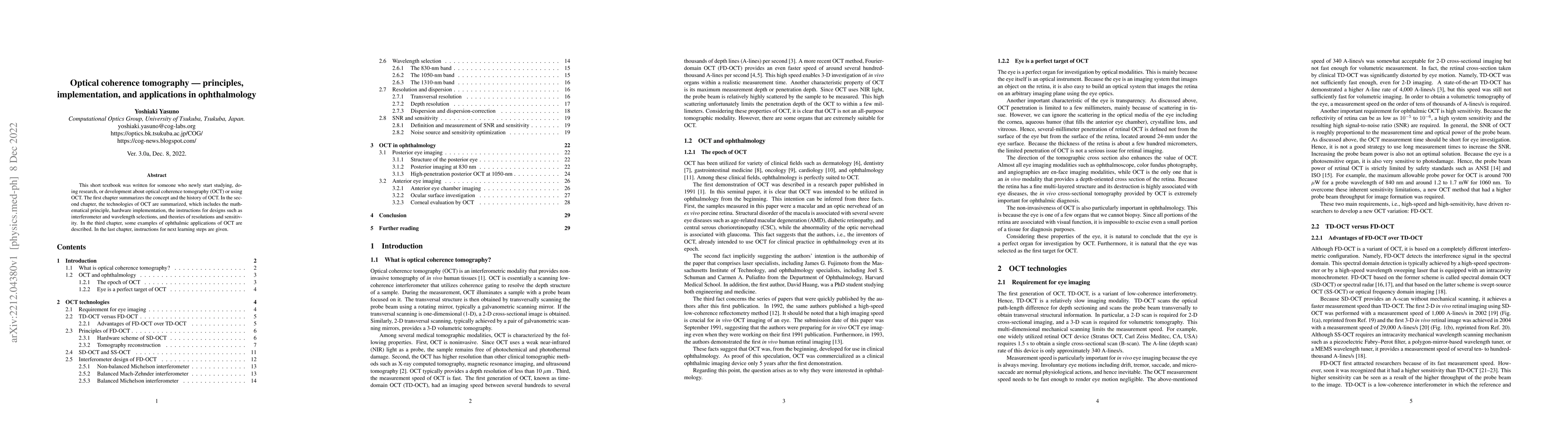 Thumbnail for Optical coherence tomography -- principles, implementation, and
  applications in ophthalmology