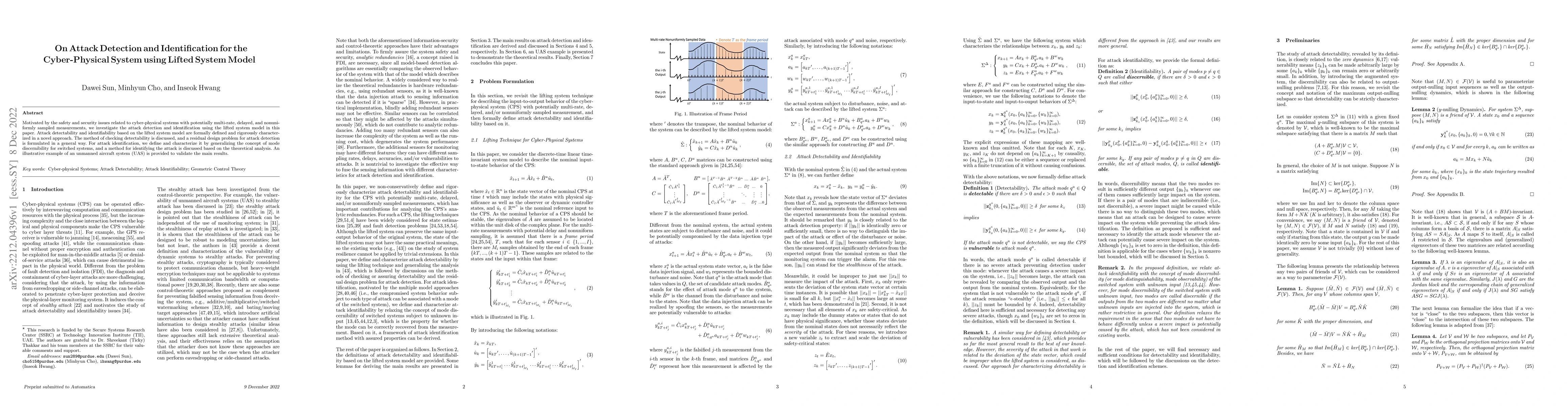 Thumbnail for On Attack Detection and Identification for the Cyber-Physical System
  using Lifted System Model