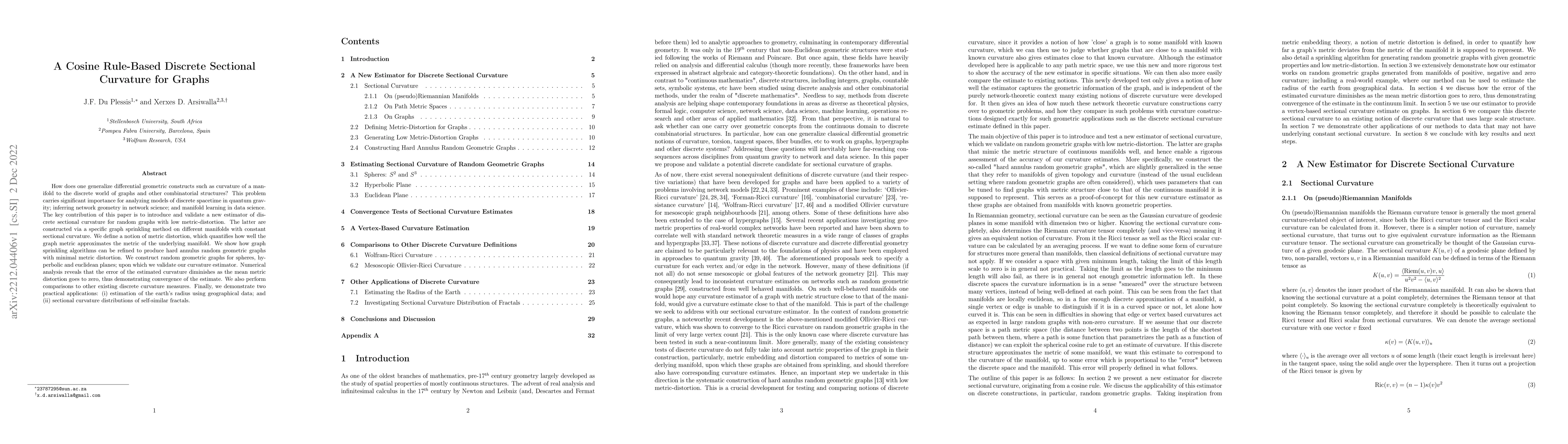 Thumbnail for A Cosine Rule-Based Discrete Sectional Curvature for Graphs