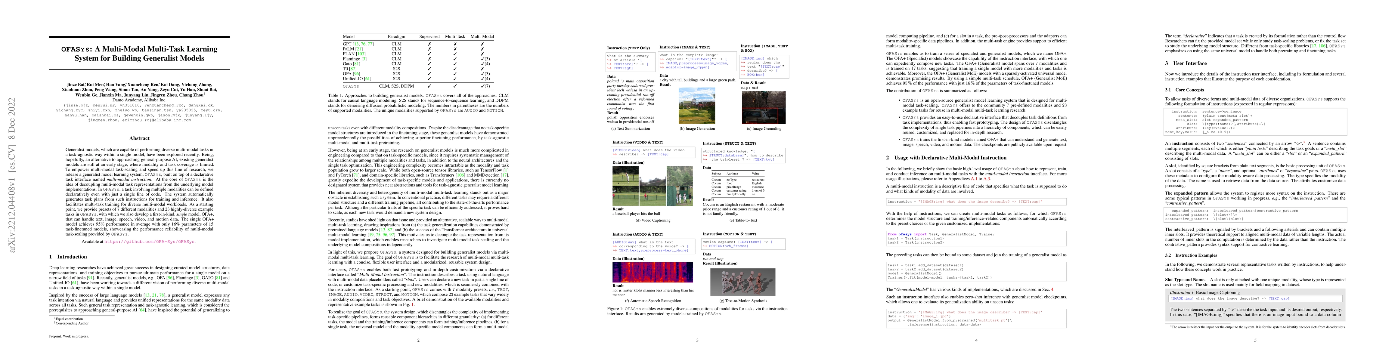 Thumbnail for OFASys: A Multi-Modal Multi-Task Learning System for Building Generalist
  Models