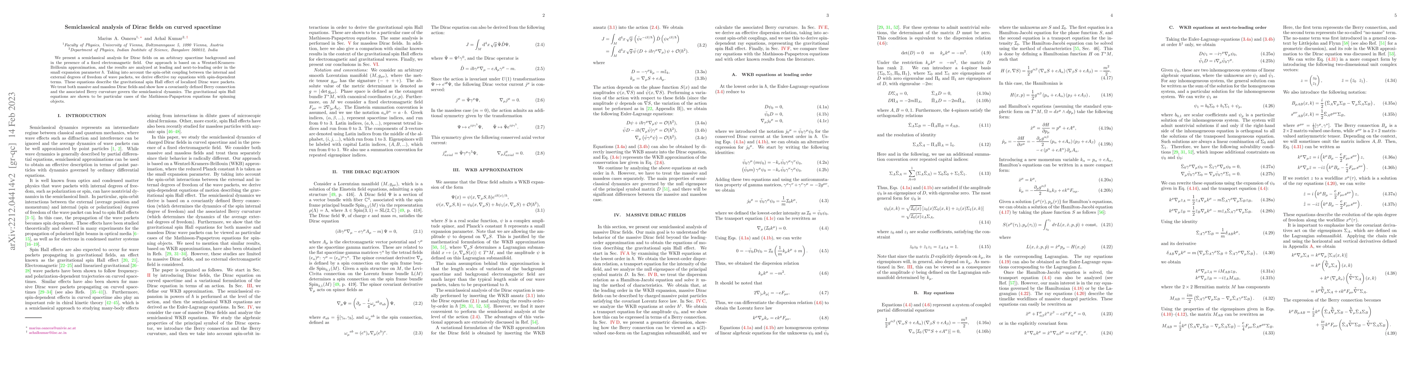 Thumbnail for Semiclassical analysis of Dirac fields on curved spacetime
