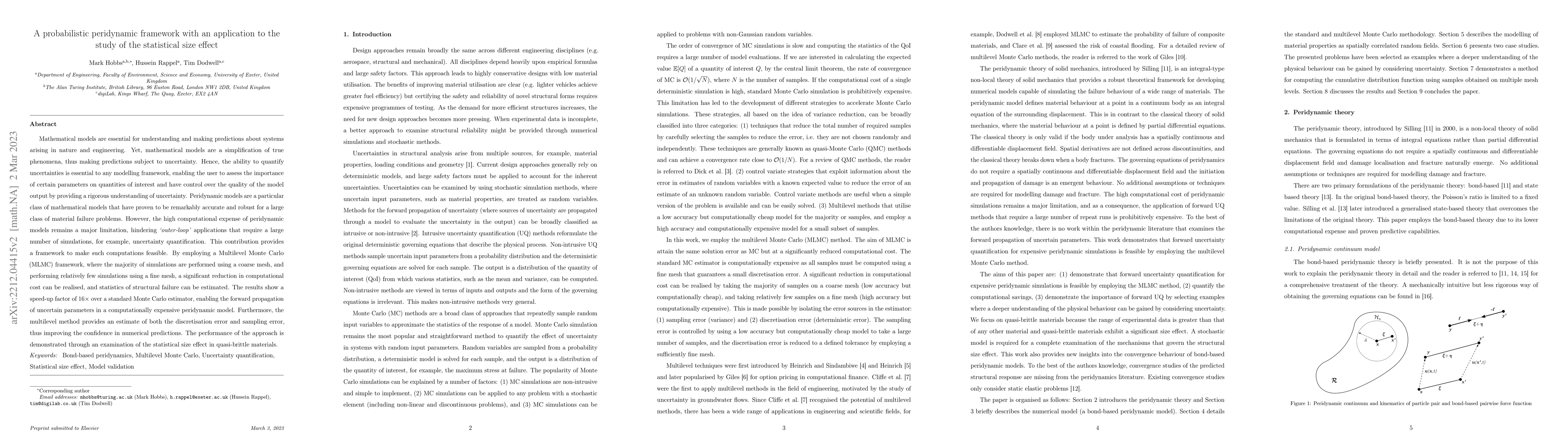 Thumbnail for A probabilistic peridynamic framework with an application to the study
  of the statistical size effect
