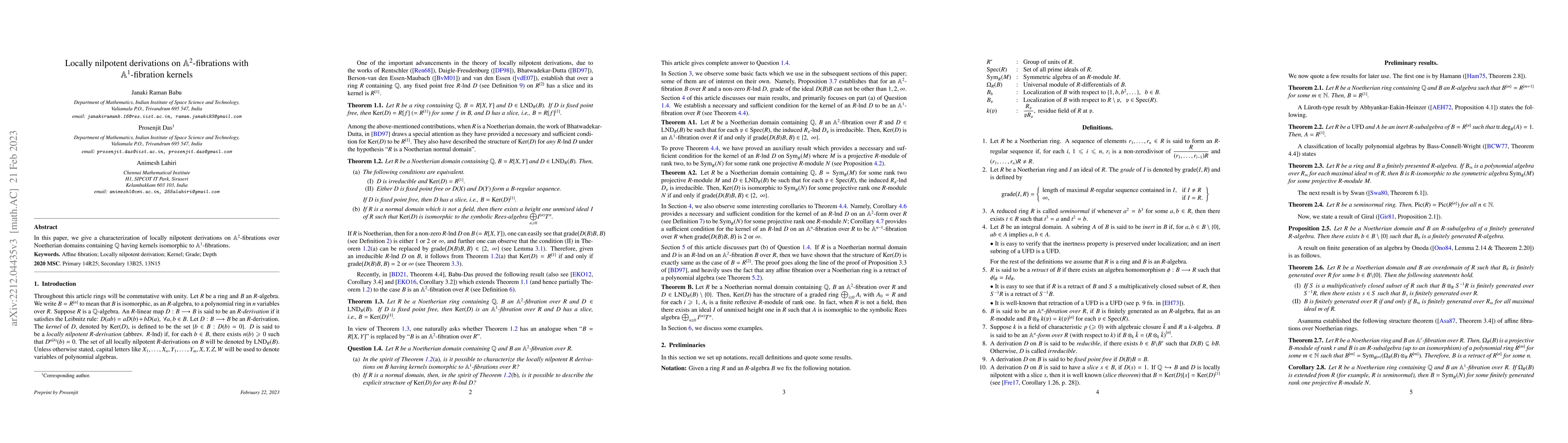 Thumbnail for Locally nilpotent derivations on $\mathbb{A}^2$-fibrations with
  $\mathbb{A}^1$-fibration kernels