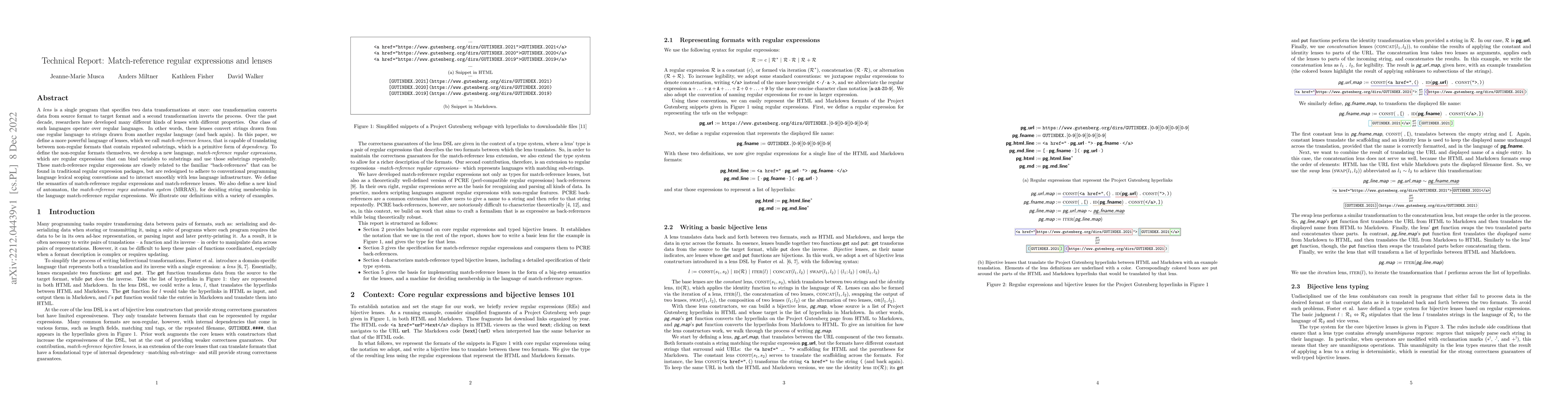 Thumbnail for Technical Report: Match-reference regular expressions and lenses