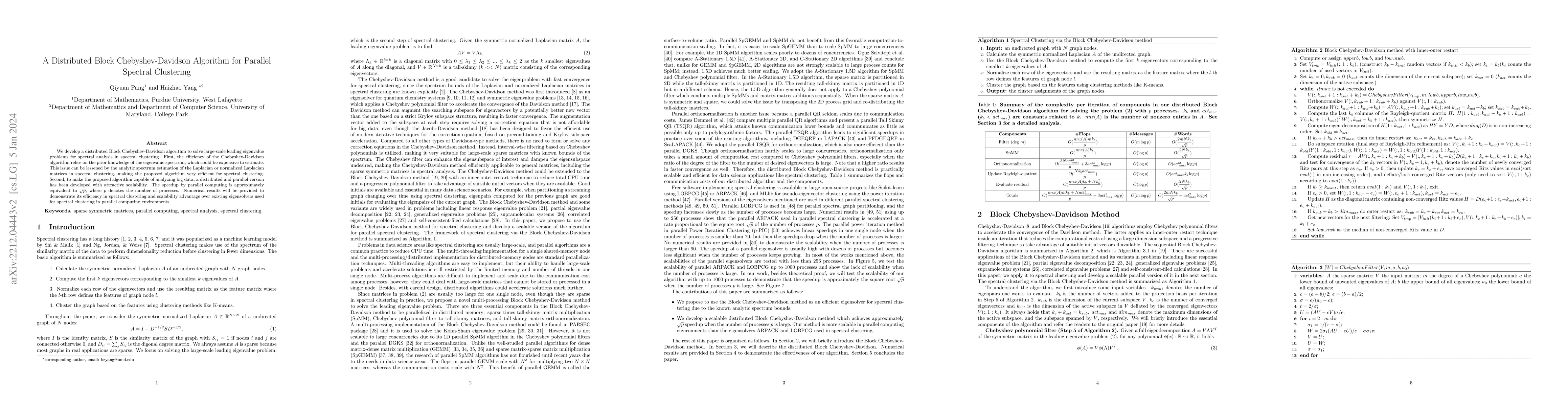 Thumbnail for A Distributed Block Chebyshev-Davidson Algorithm for Parallel Spectral
  Clustering