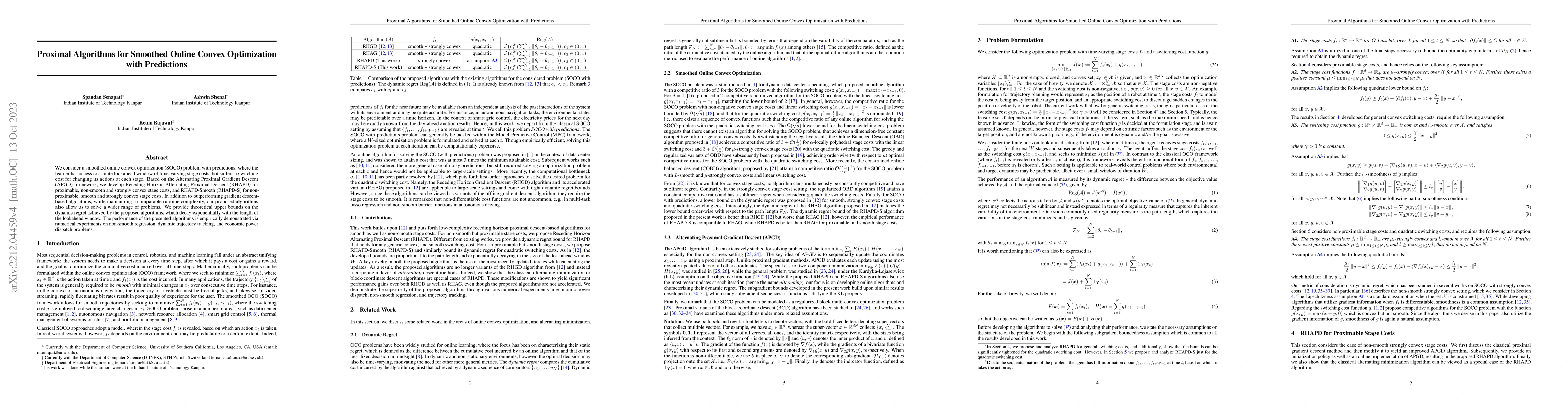 Thumbnail for Proximal Algorithms for Smoothed Online Convex Optimization with
  Predictions