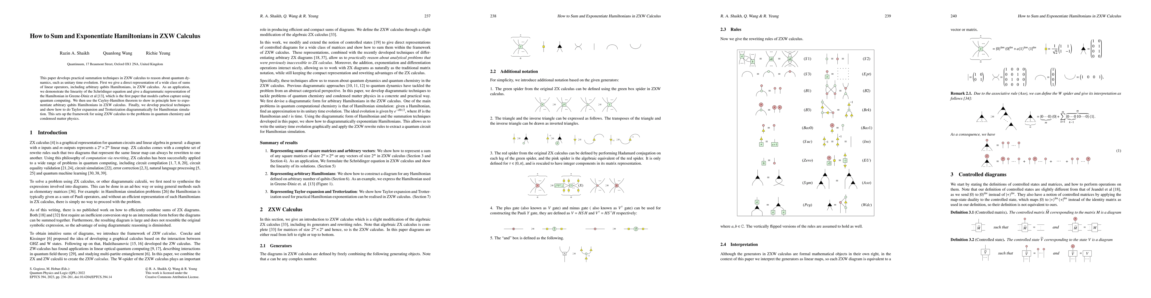 Thumbnail for How to Sum and Exponentiate Hamiltonians in ZXW Calculus