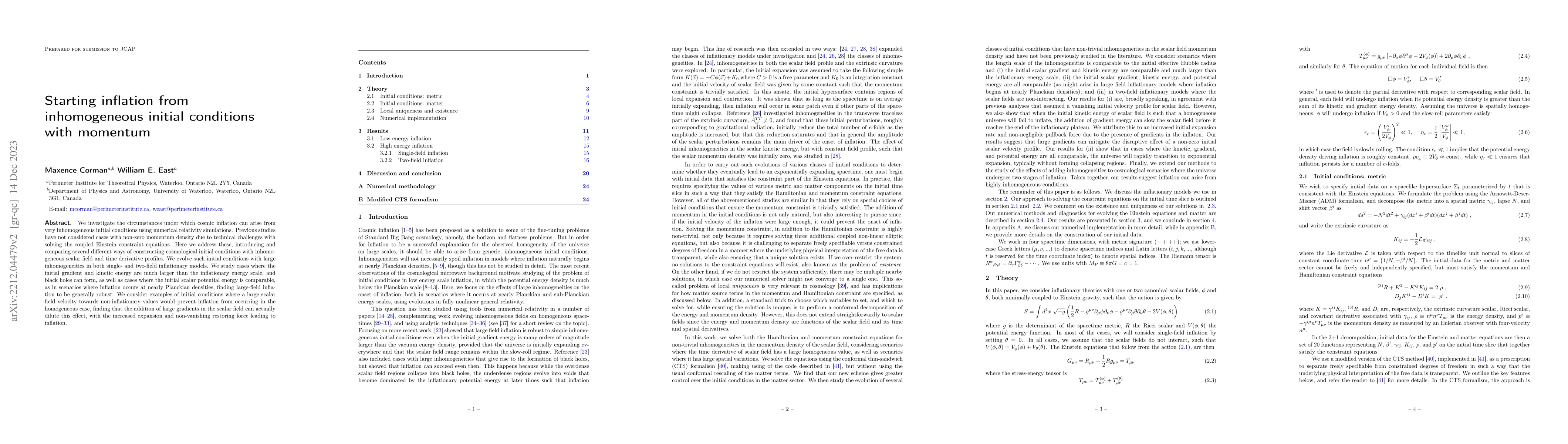 Thumbnail for Starting inflation from inhomogeneous initial conditions with momentum