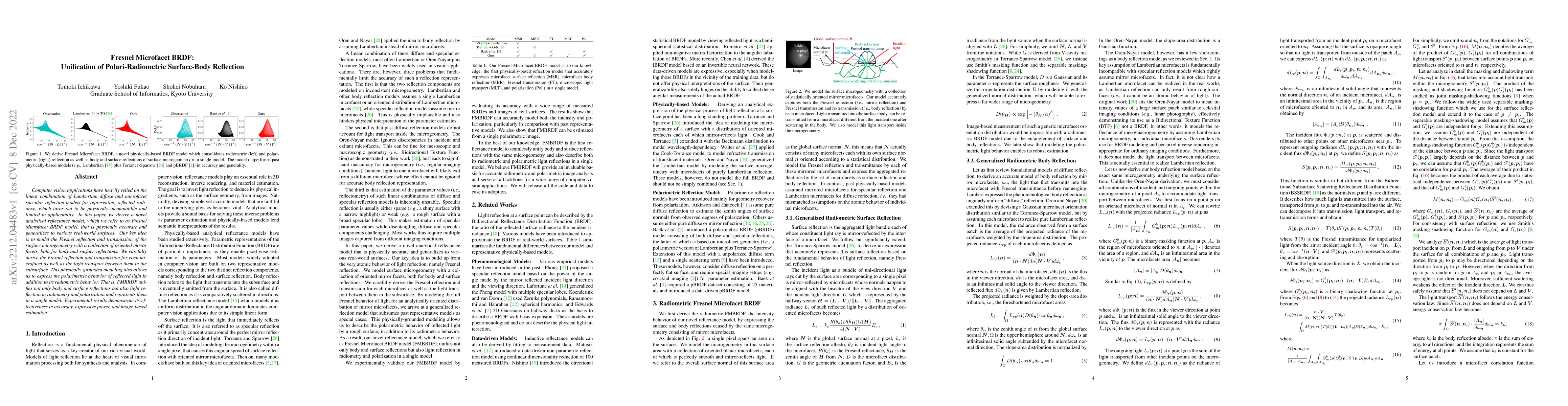 Thumbnail for Fresnel Microfacet BRDF: Unification of Polari-Radiometric Surface-Body
  Reflection