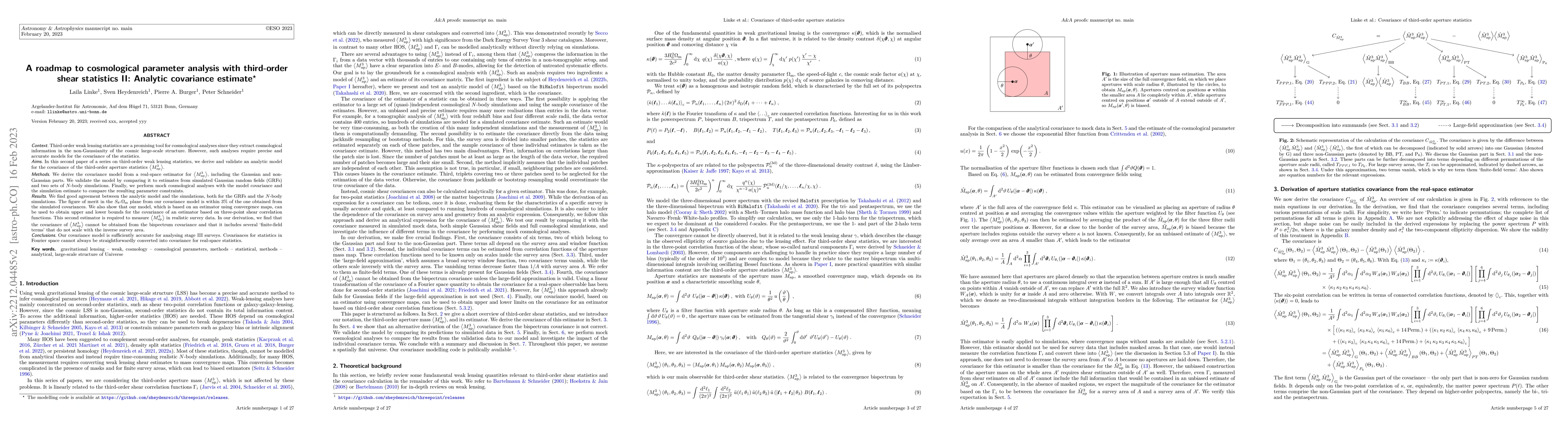 Thumbnail for A roadmap to cosmological parameter analysis with third-order shear
  statistics II: Analytic covariance estimate