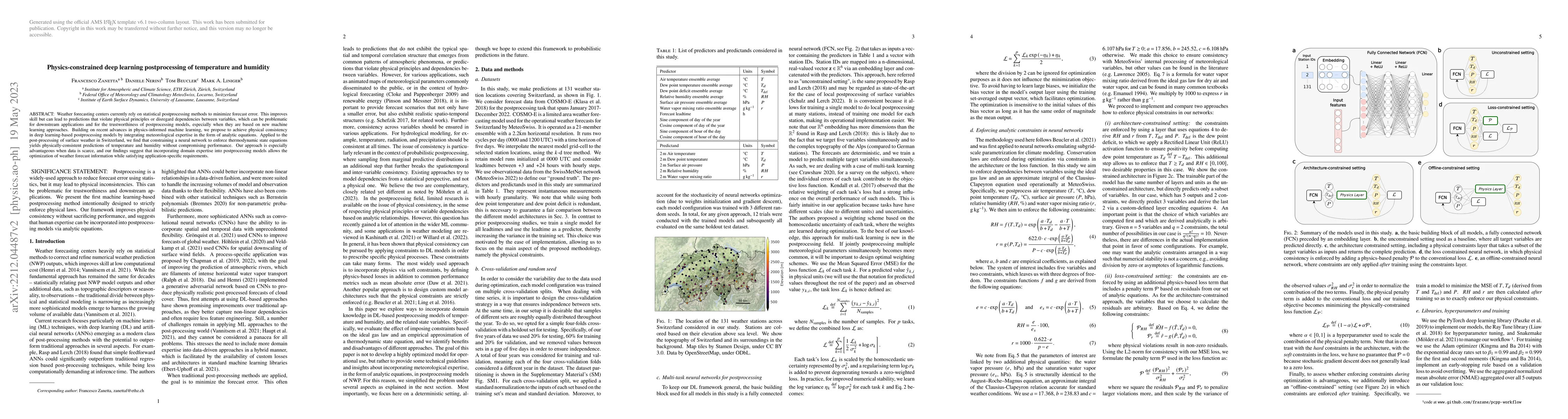 Thumbnail for Physics-constrained deep learning postprocessing of temperature and
  humidity