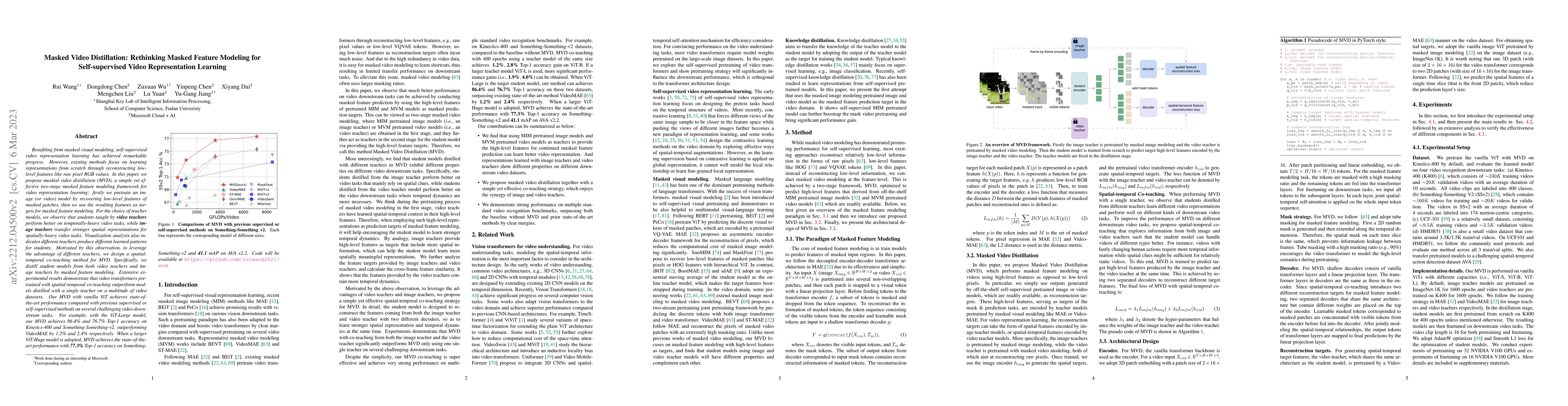 Thumbnail for Masked Video Distillation: Rethinking Masked Feature Modeling for
  Self-supervised Video Representation Learning