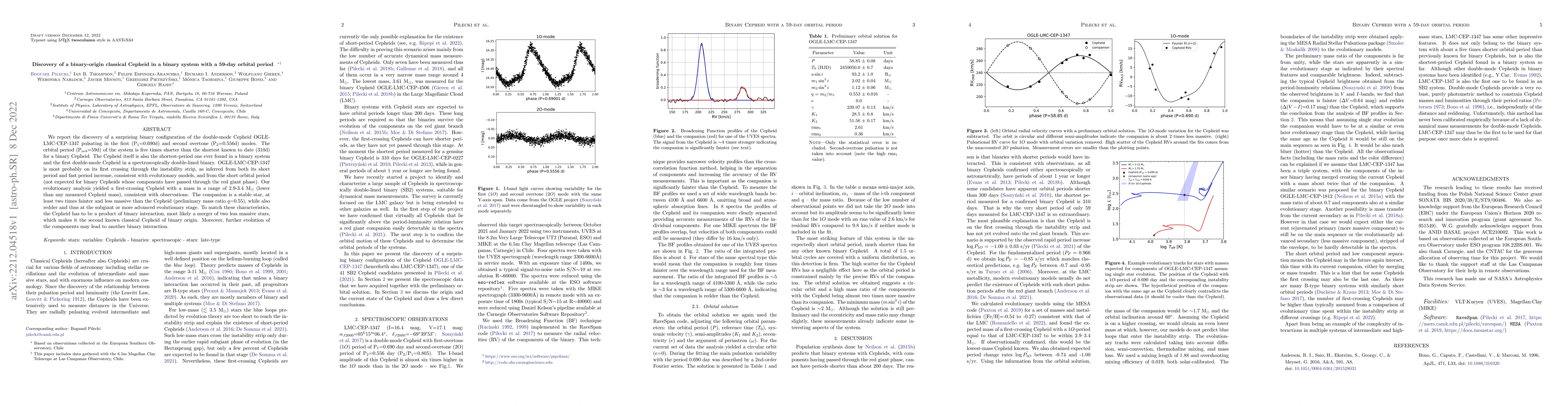 Thumbnail for Discovery of a binary-origin classical Cepheid in a binary system with a
  59-day orbital period