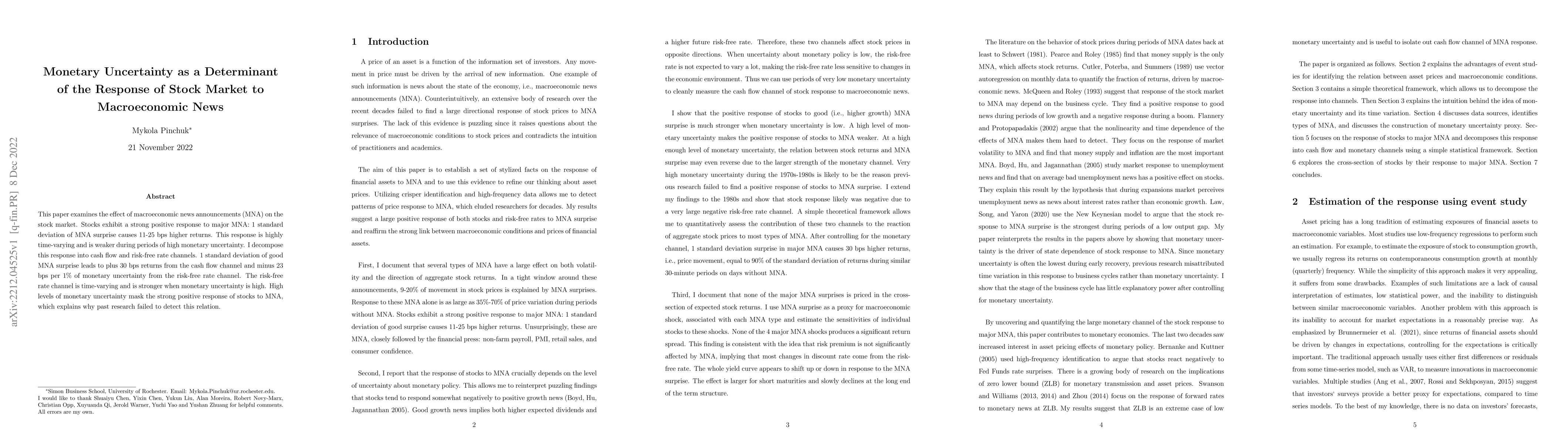 Thumbnail for Monetary Uncertainty as a Determinant of the Response of Stock Market to
  Macroeconomic News