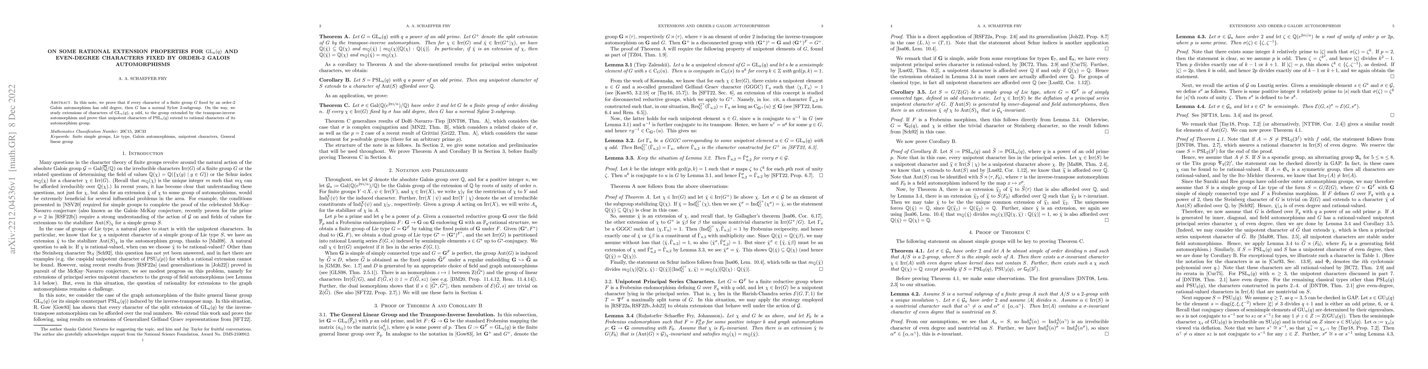 Thumbnail for On some rational extension properties for $GL_n(q)$ and even-degree
  characters fixed by order-2 Galois automorphisms