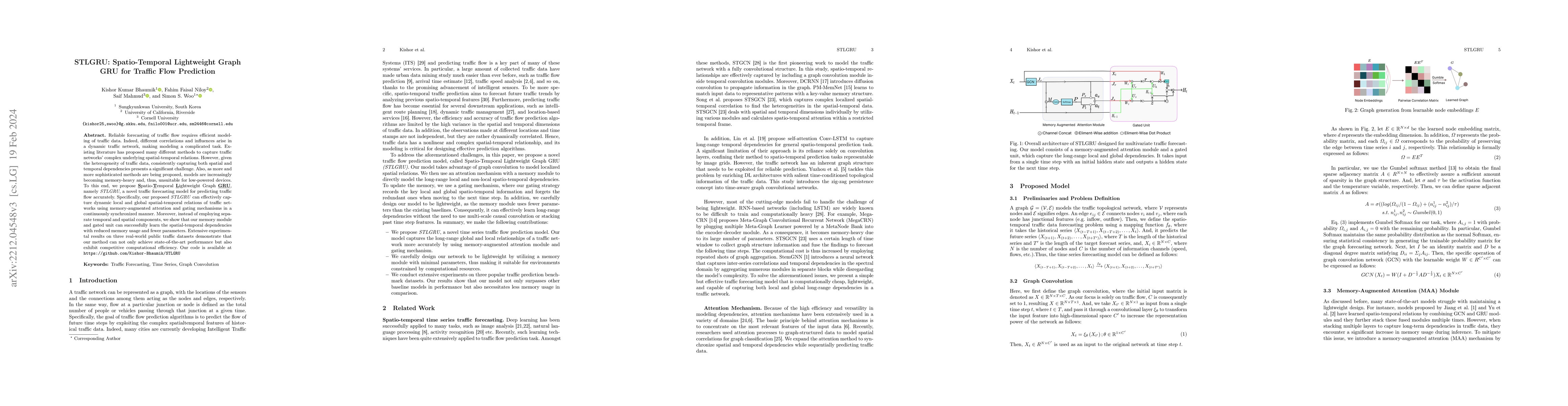 Thumbnail for STLGRU: Spatio-Temporal Lightweight Graph GRU for Traffic Flow
  Prediction