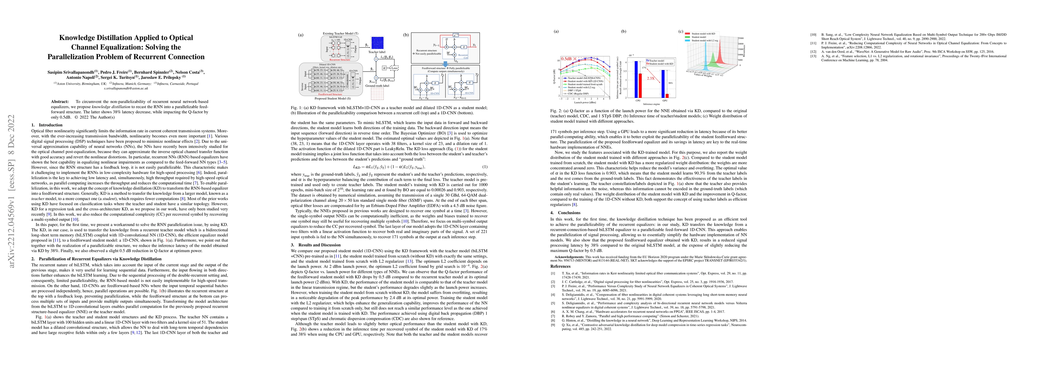 Thumbnail for Knowledge Distillation Applied to Optical Channel Equalization: Solving
  the Parallelization Problem of Recurrent Connection