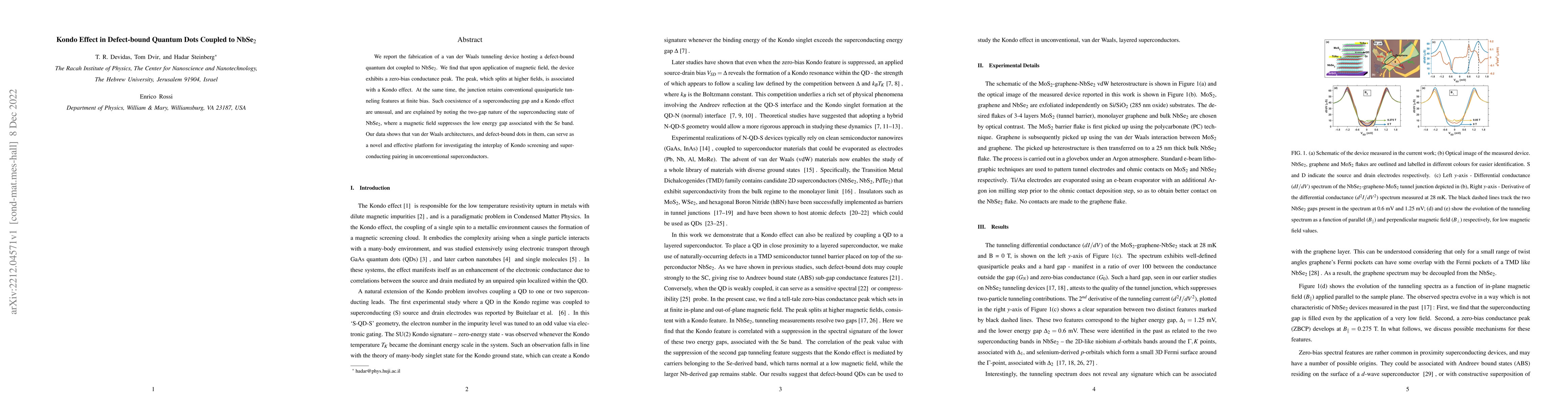 Thumbnail for Kondo Effect in Defect-bound Quantum Dots Coupled to NbSe$_2$