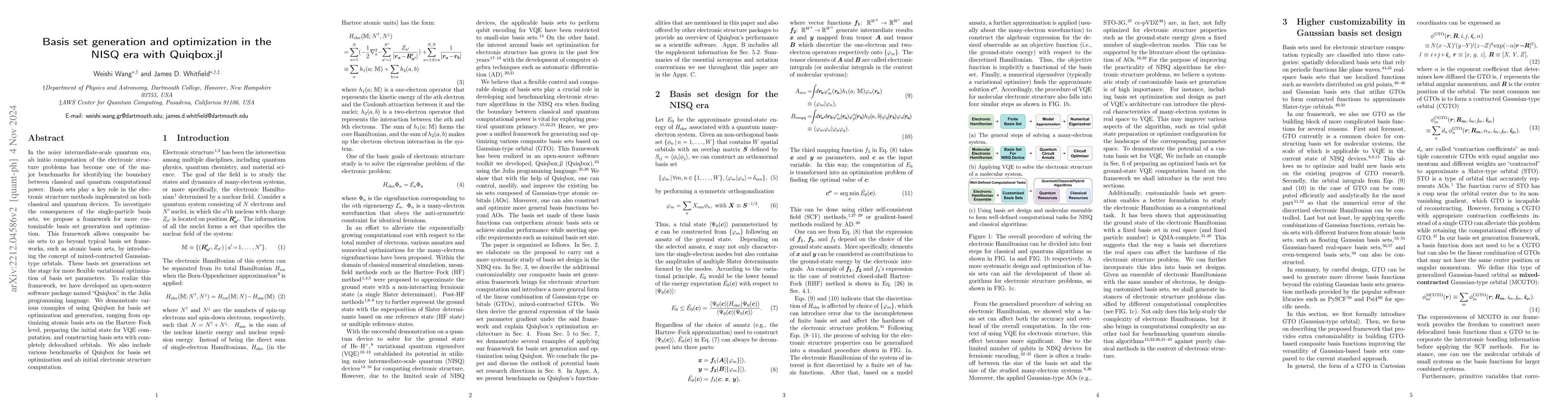 Thumbnail for Basis set generation and optimization in the NISQ era with Quiqbox.jl
