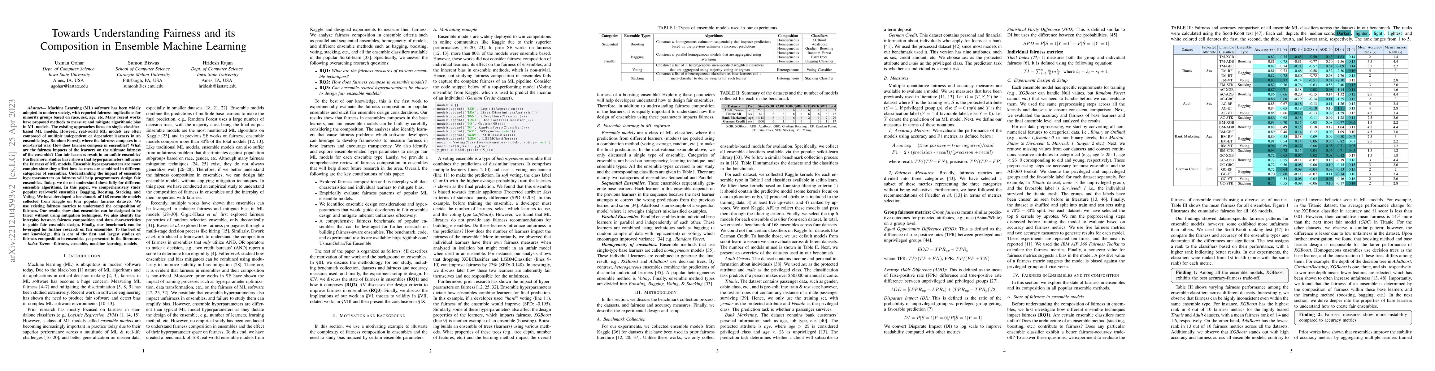 Thumbnail for Towards Understanding Fairness and its Composition in Ensemble Machine
  Learning