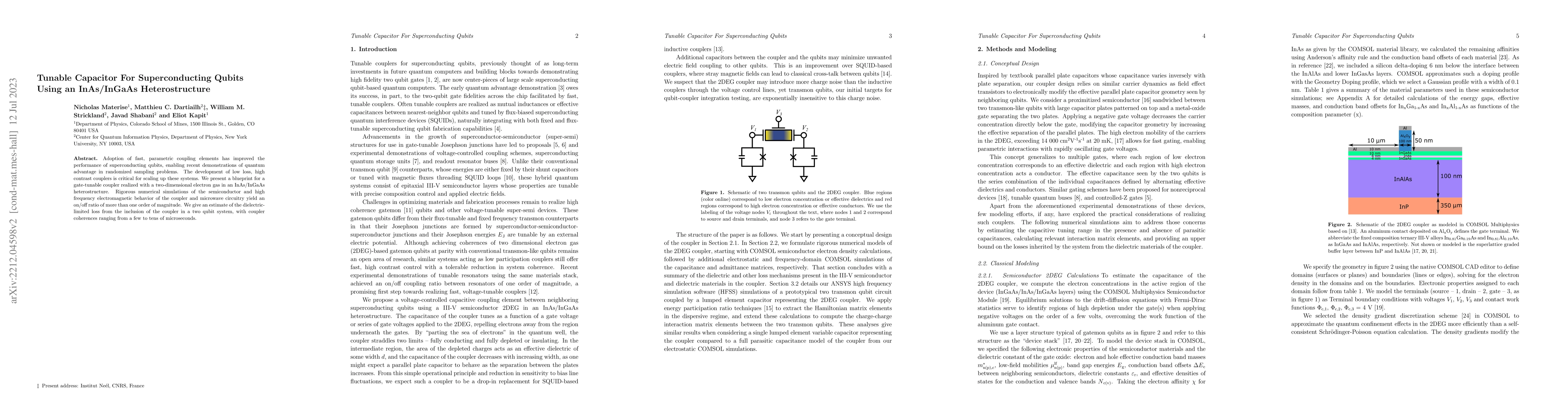 Thumbnail for Tunable Capacitor For Superconducting Qubits Using an InAs/InGaAs
  Heterostructure