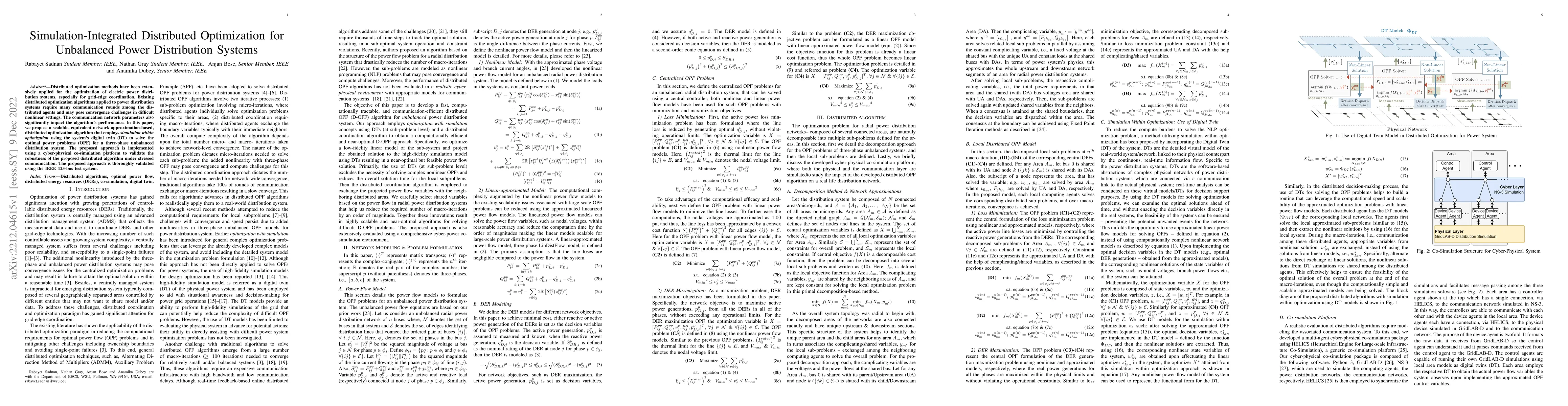 Thumbnail for Simulation-Integrated Distributed Optimal Power Flow for Unbalanced
  Power Distribution Systems