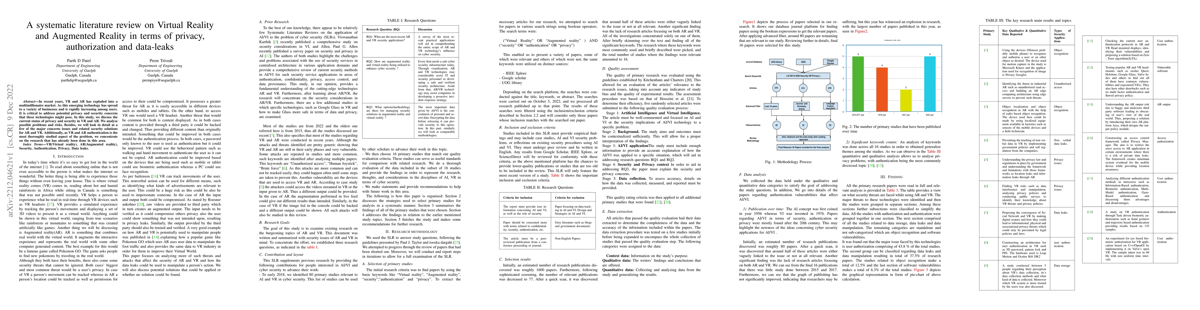 Thumbnail for A systematic literature review on Virtual Reality and Augmented Reality
  in terms of privacy, authorization and data-leaks