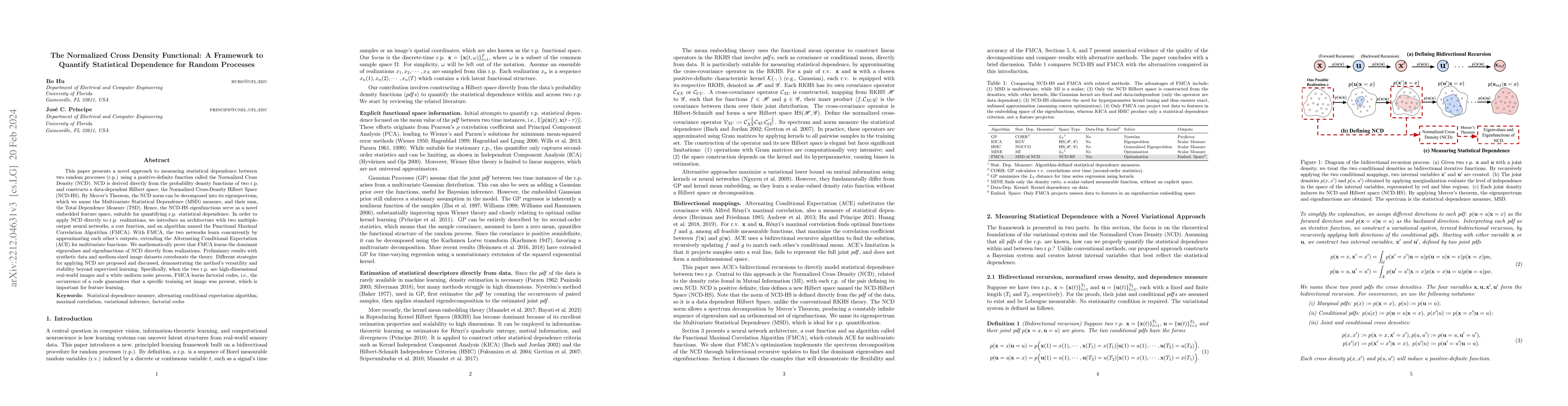 Thumbnail for The Normalized Cross Density Functional: A Framework to Quantify
  Statistical Dependence for Random Processes
