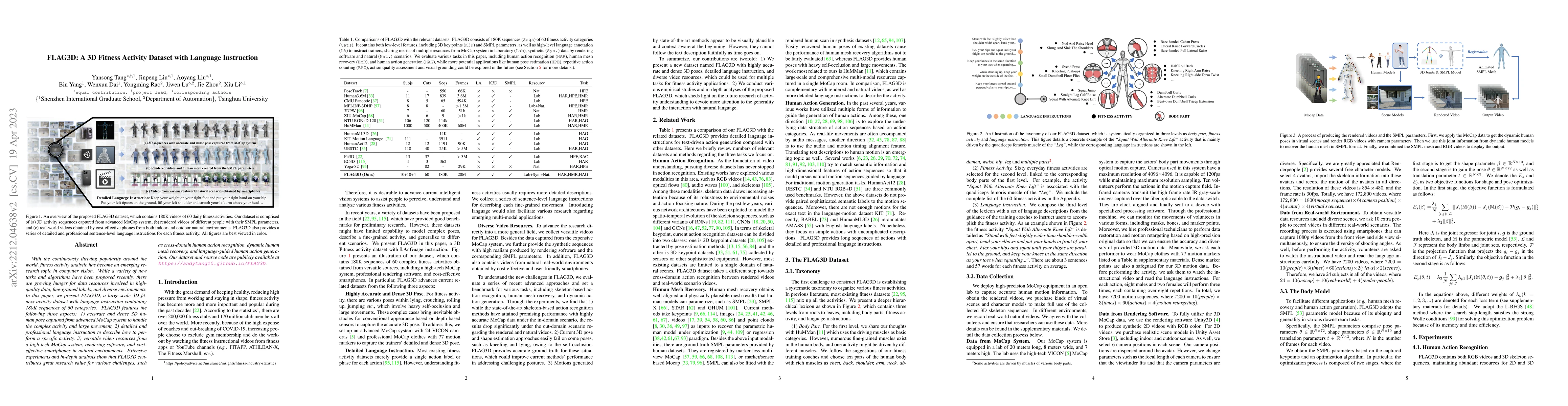 Thumbnail for FLAG3D: A 3D Fitness Activity Dataset with Language Instruction