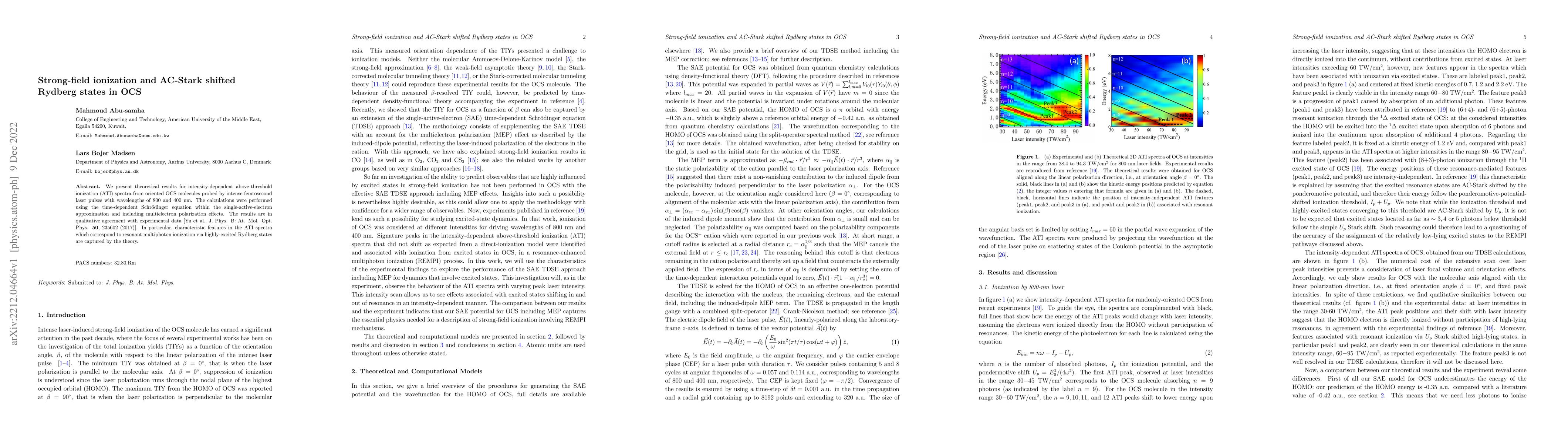 Thumbnail for Strong-field ionization and AC-Stark shifted Rydberg states in OCS