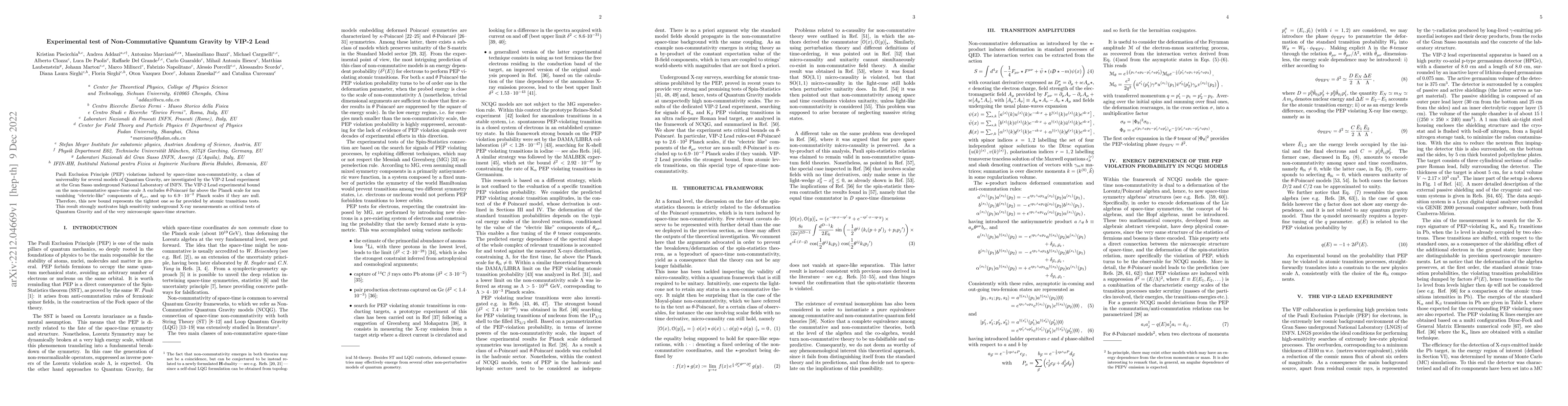 Thumbnail for Experimental test of Non-Commutative Quantum Gravity by VIP-2 Lead