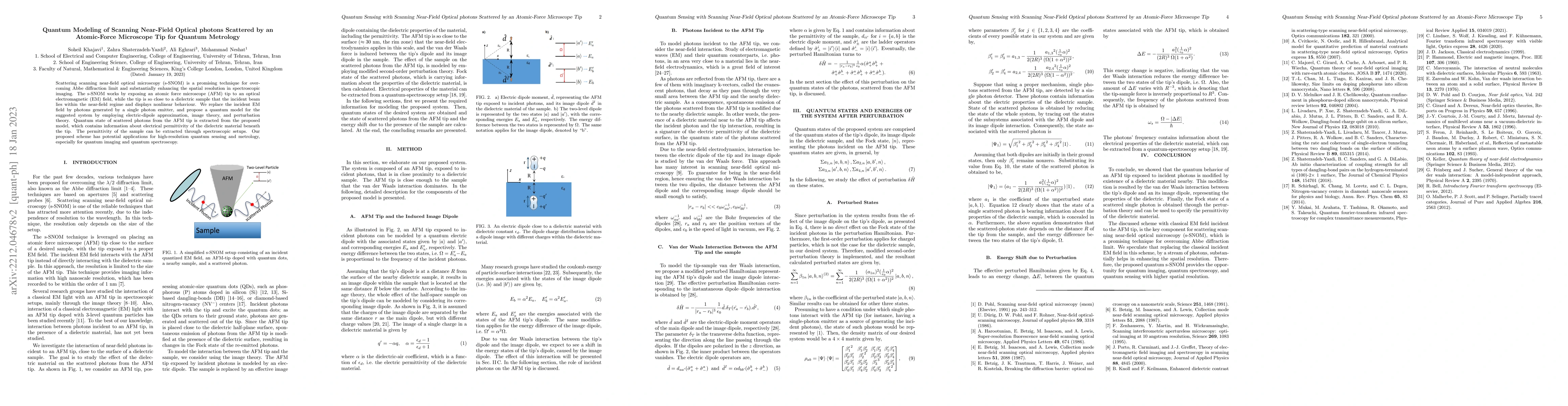Thumbnail for Quantum Modeling of Scanning Near-Field Optical photons Scattered by an
  Atomic-Force Microscope Tip for Quantum Metrology