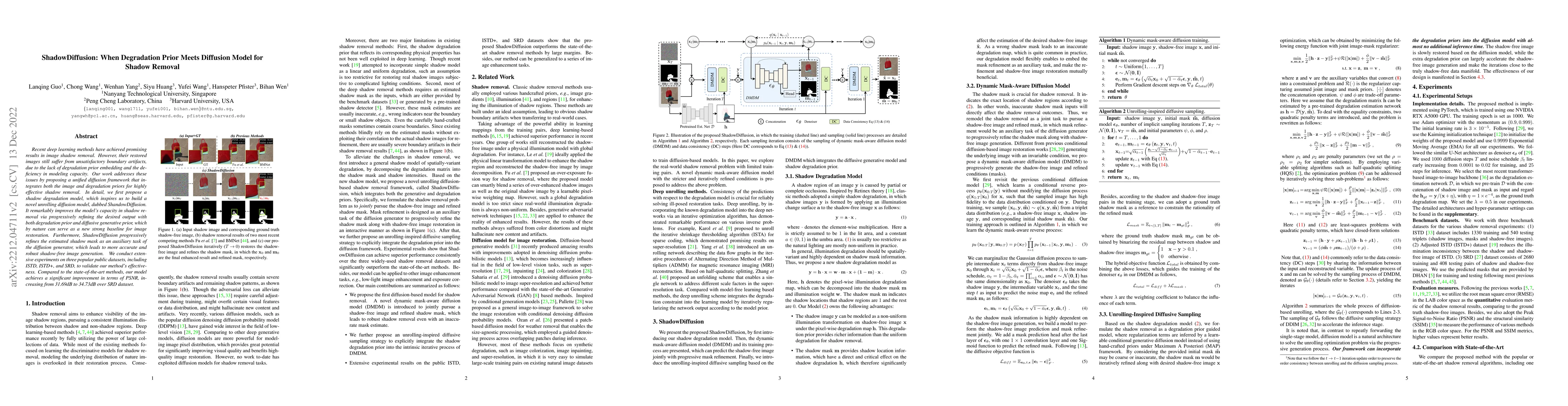 Thumbnail for ShadowDiffusion: When Degradation Prior Meets Diffusion Model for Shadow
  Removal