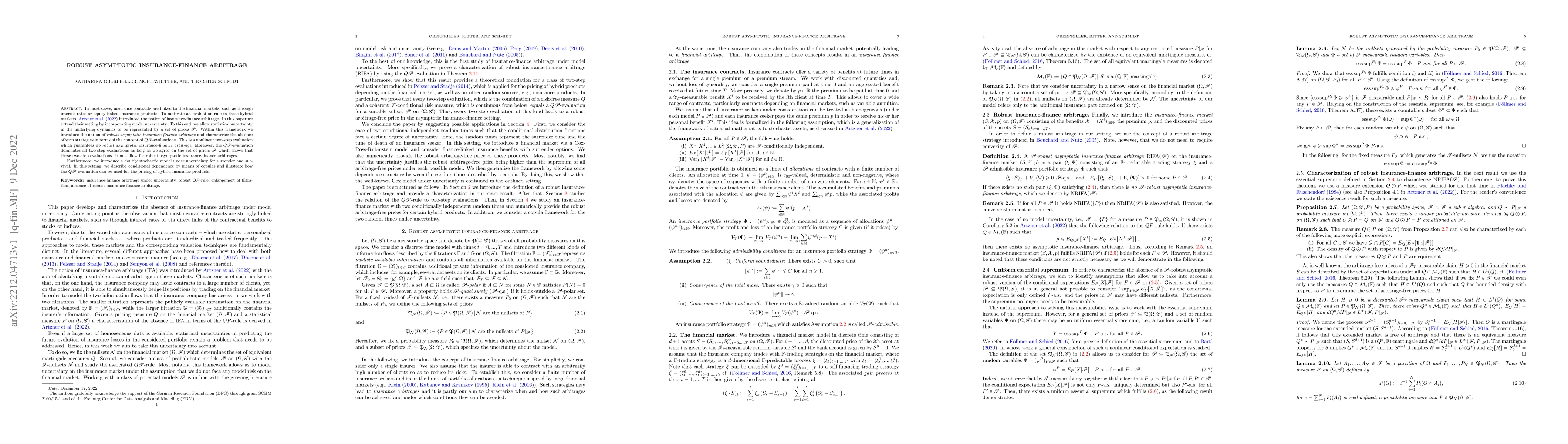 Thumbnail for Robust asymptotic insurance-finance arbitrage