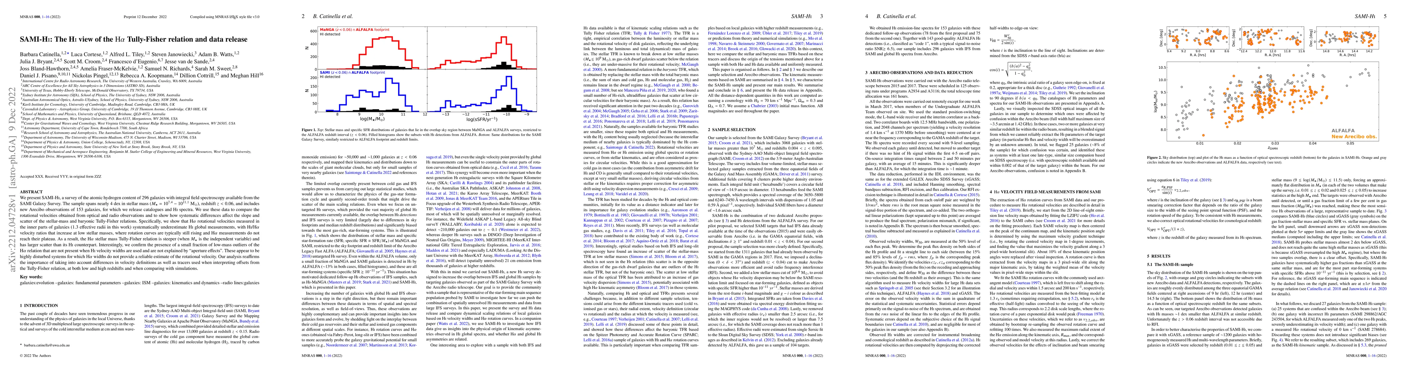 Thumbnail for SAMI-HI: The HI view of the H$\alpha$ Tully-Fisher relation and data
  release