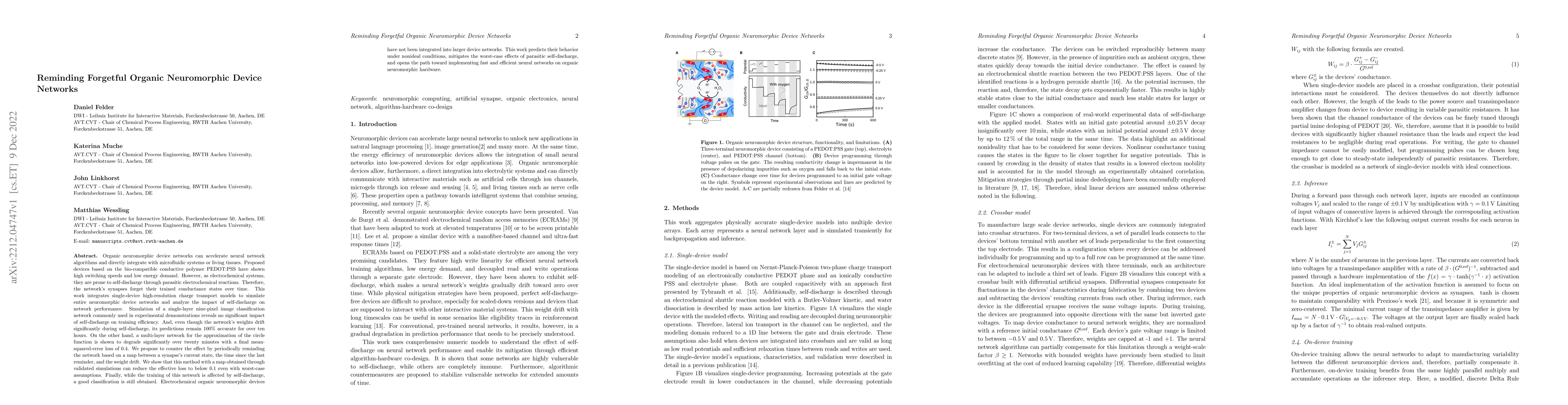 Thumbnail for Reminding Forgetful Organic Neuromorphic Device Networks