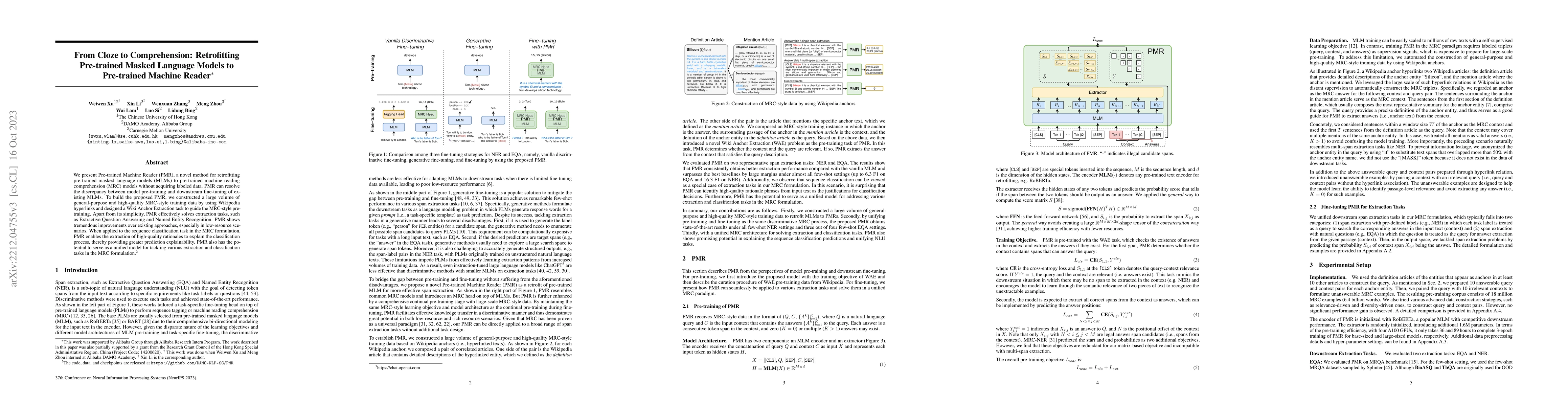 Thumbnail for From Cloze to Comprehension: Retrofitting Pre-trained Masked Language
  Model to Pre-trained Machine Reader