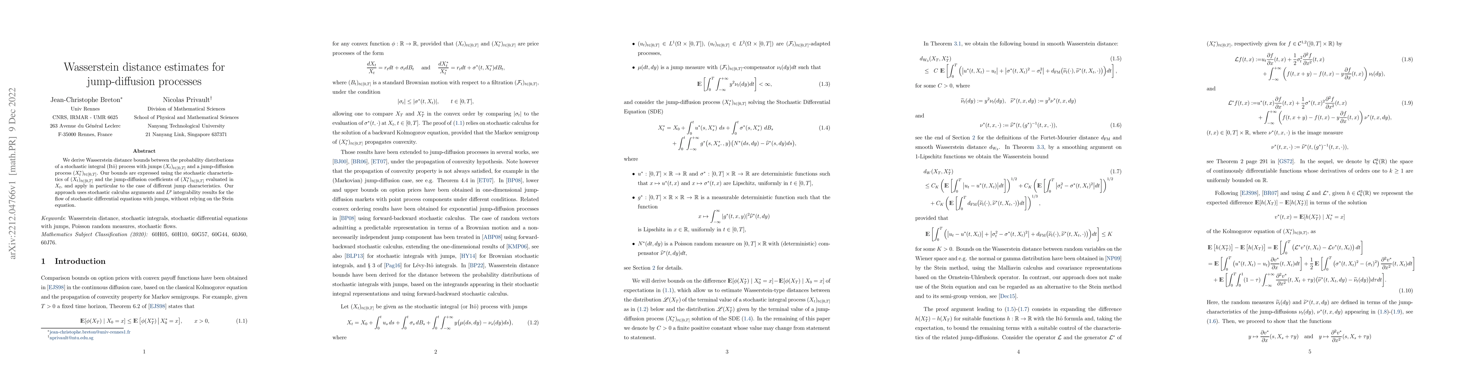Thumbnail for Wasserstein distance estimates for jump-diffusion processes