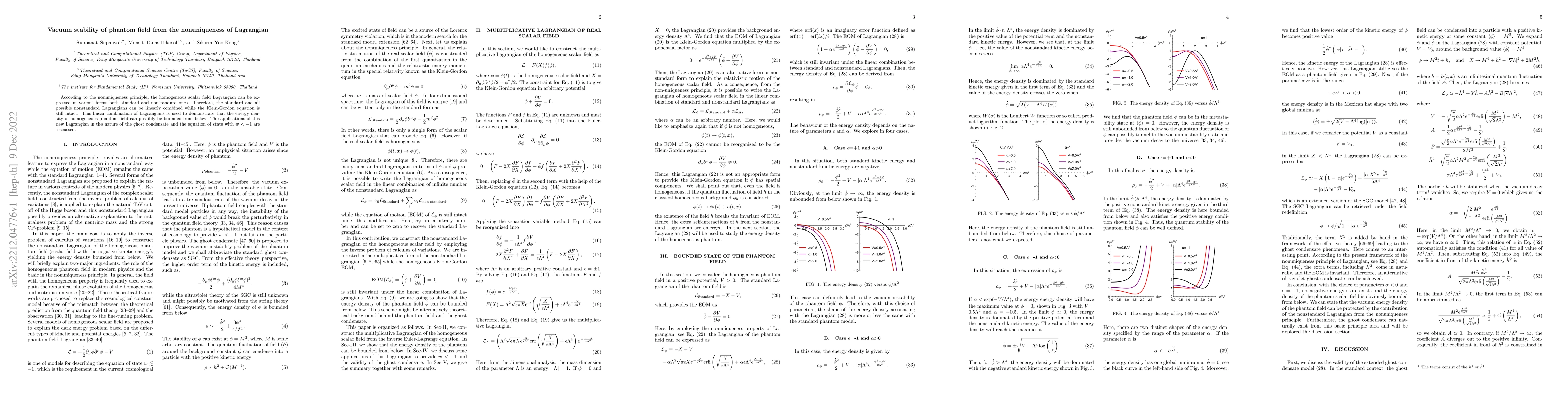Thumbnail for Vacuum stability of phantom field from the nonuniqueness of Lagrangian