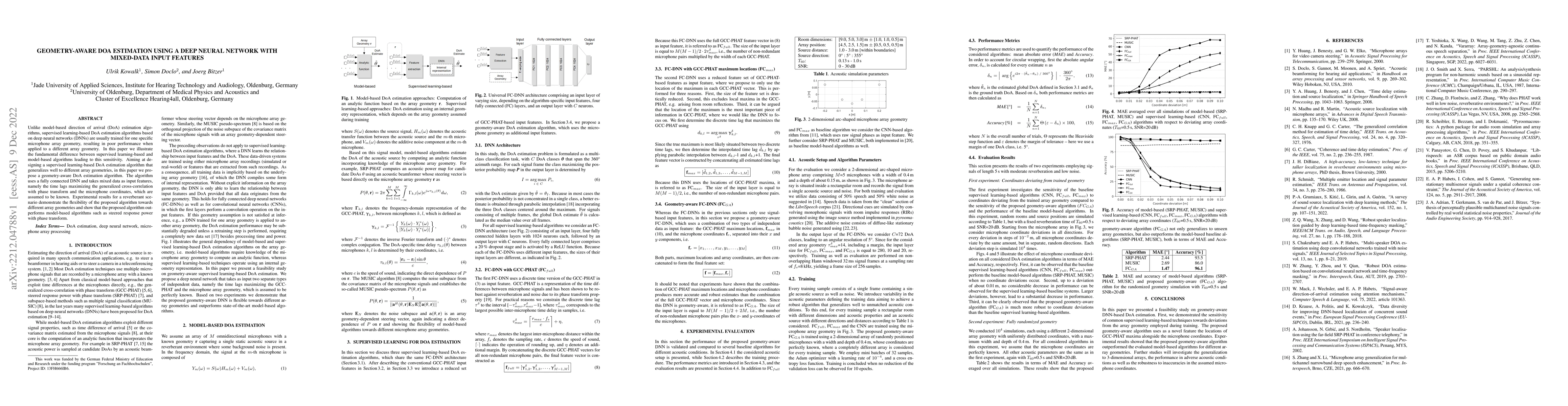 Thumbnail for Geometry-aware DoA Estimation using a Deep Neural Network with
  mixed-data input features