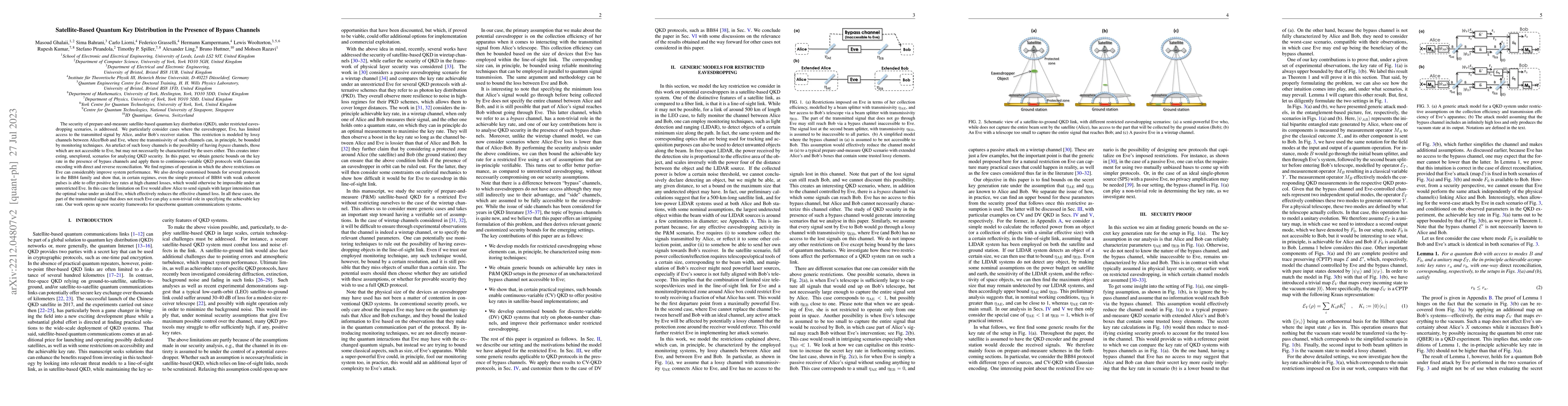 Thumbnail for Satellite-Based Quantum Key Distribution in the Presence of Bypass
  Channels