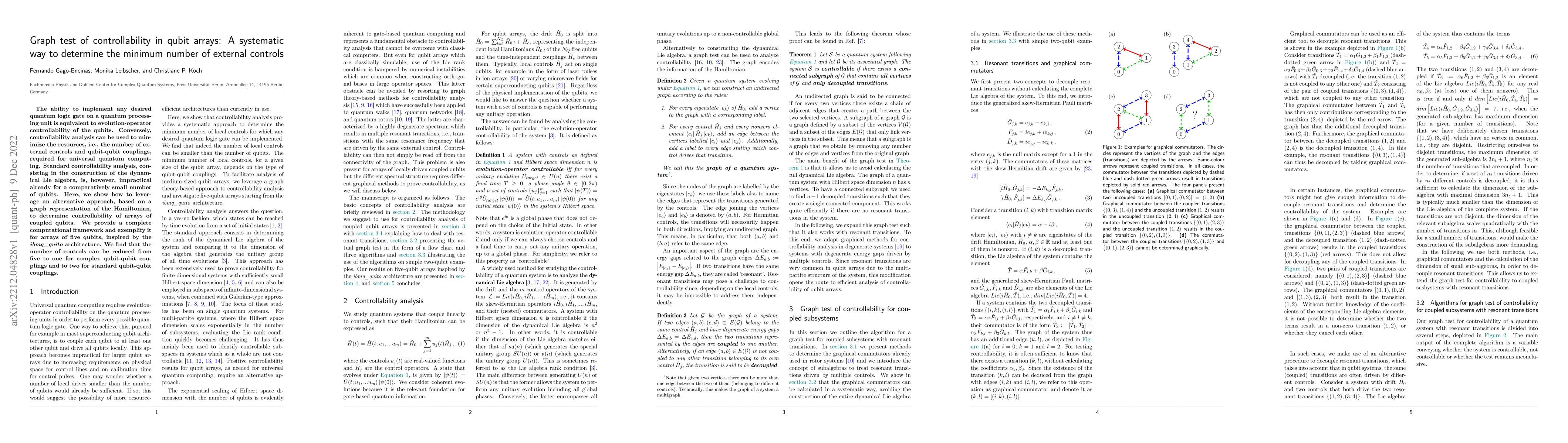 Thumbnail for Graph test of controllability in qubit arrays: A systematic way to
  determine the minimum number of external controls