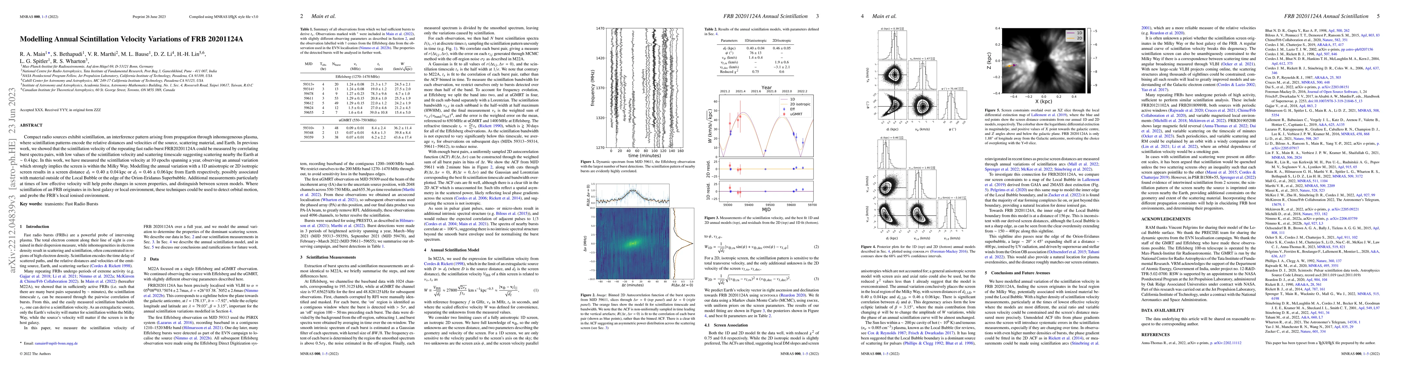 Thumbnail for Modelling Annual Scintillation Velocity Variations of FRB 20201124A