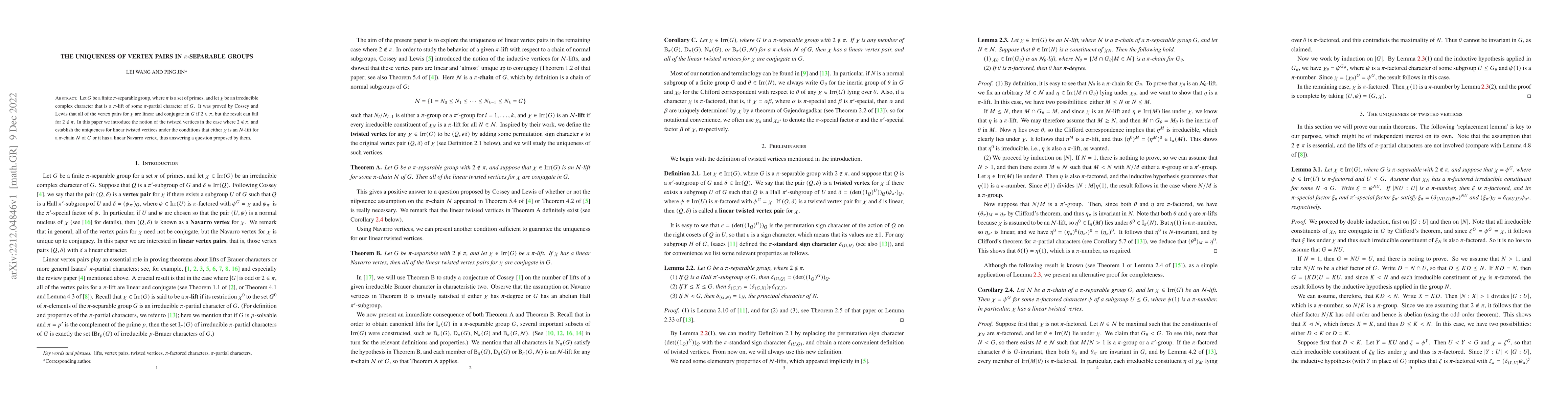Thumbnail for The uniqueness of vertex pairs in $\pi$-separable groups