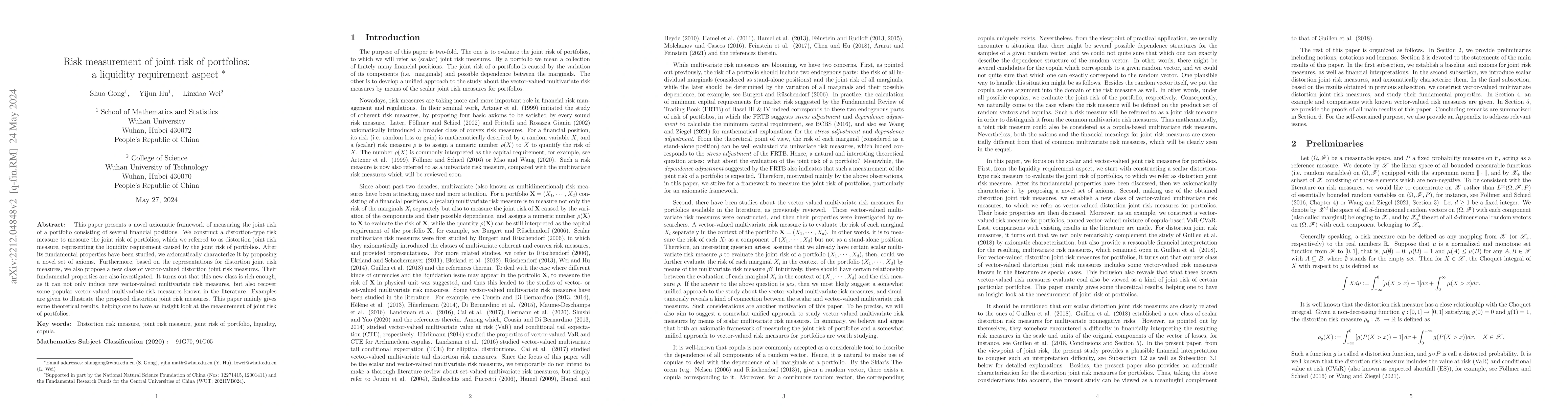 Thumbnail for Risk measurement of joint risk of portfolios: a liquidity shortfall
  aspect