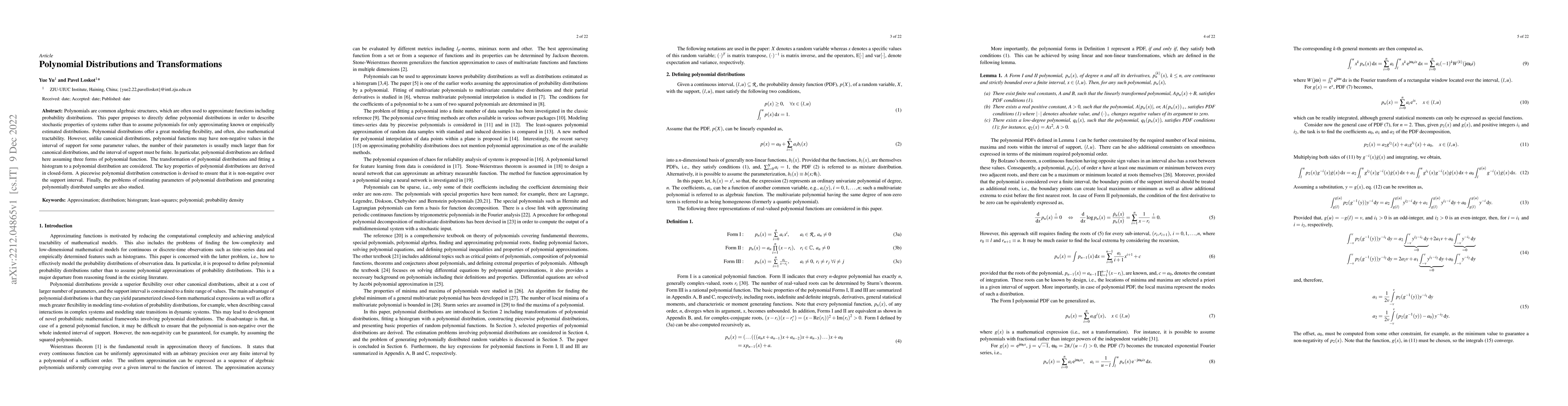 Thumbnail for Polynomial Distributions and Transformations